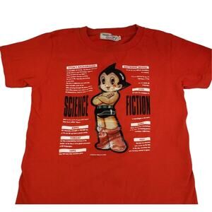 ASTRO BOY Rare Hologram Robot Mighty Atom Anime T-Shirt Red Size Medium Kids